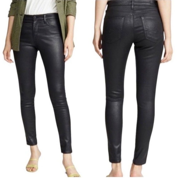 Ag Adriano Goldschmied The Farrah Skinny Ankle High Rise Leatherette Black: 25R - Picture 1 of 12